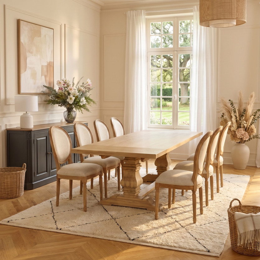 PENELOPE - Extendable dining table in chalet style made of solid wood, 10/14 seats