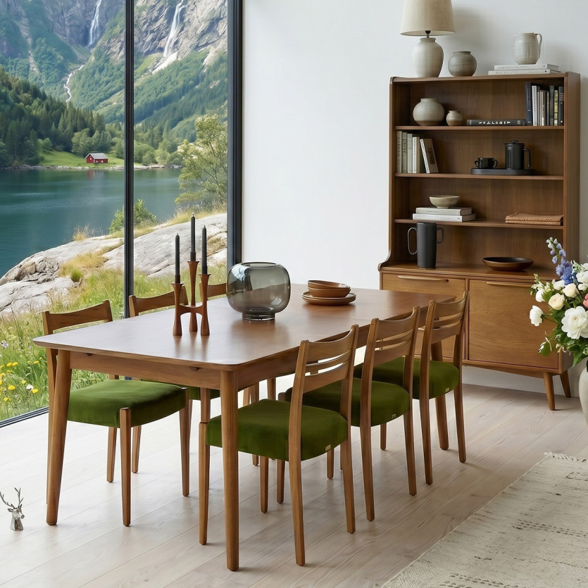Extendable dining table BEN - Scandinavian style, solid wood legs, seats 8/10 people