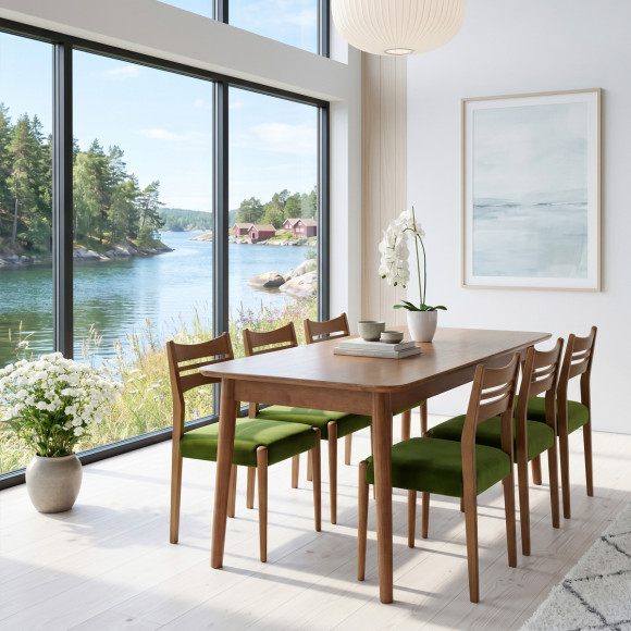 SOLO rectangular dining table - Scandinavian style, solid wood legs, 4/6 people