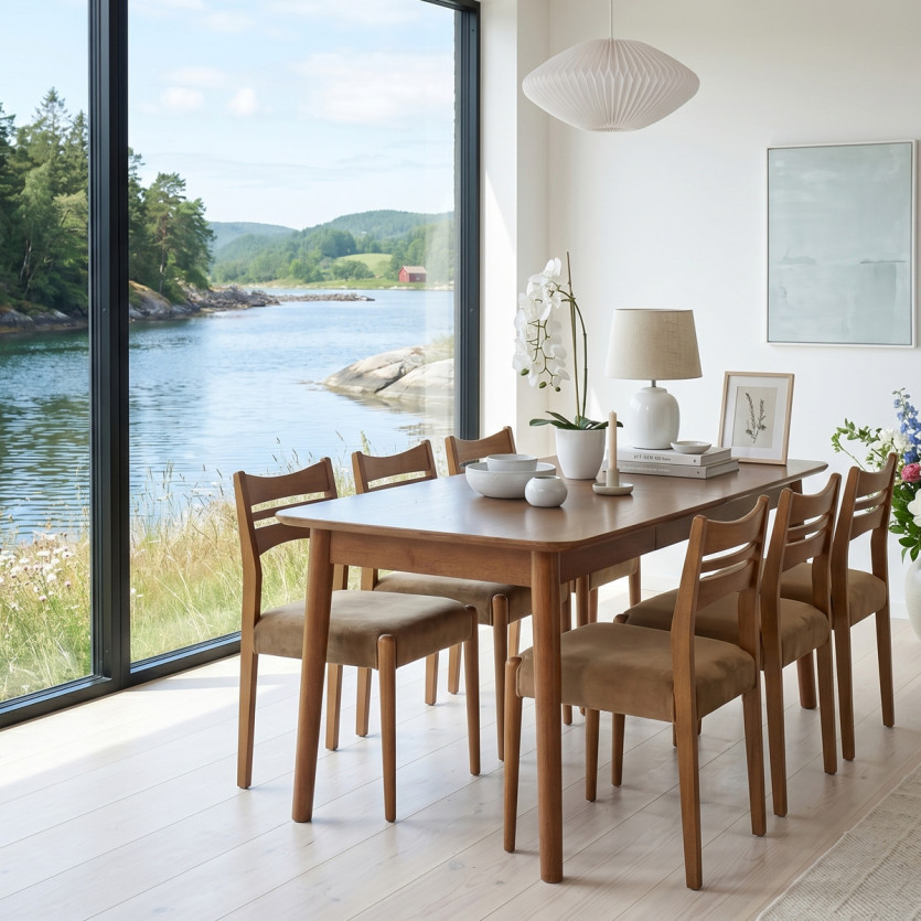 SOLO rectangular dining table - Scandinavian style, solid wood legs, 4/6 people