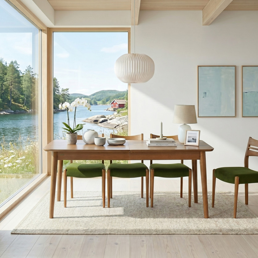 SOLO rectangular dining table - Scandinavian style, solid wood legs, 4/6 people