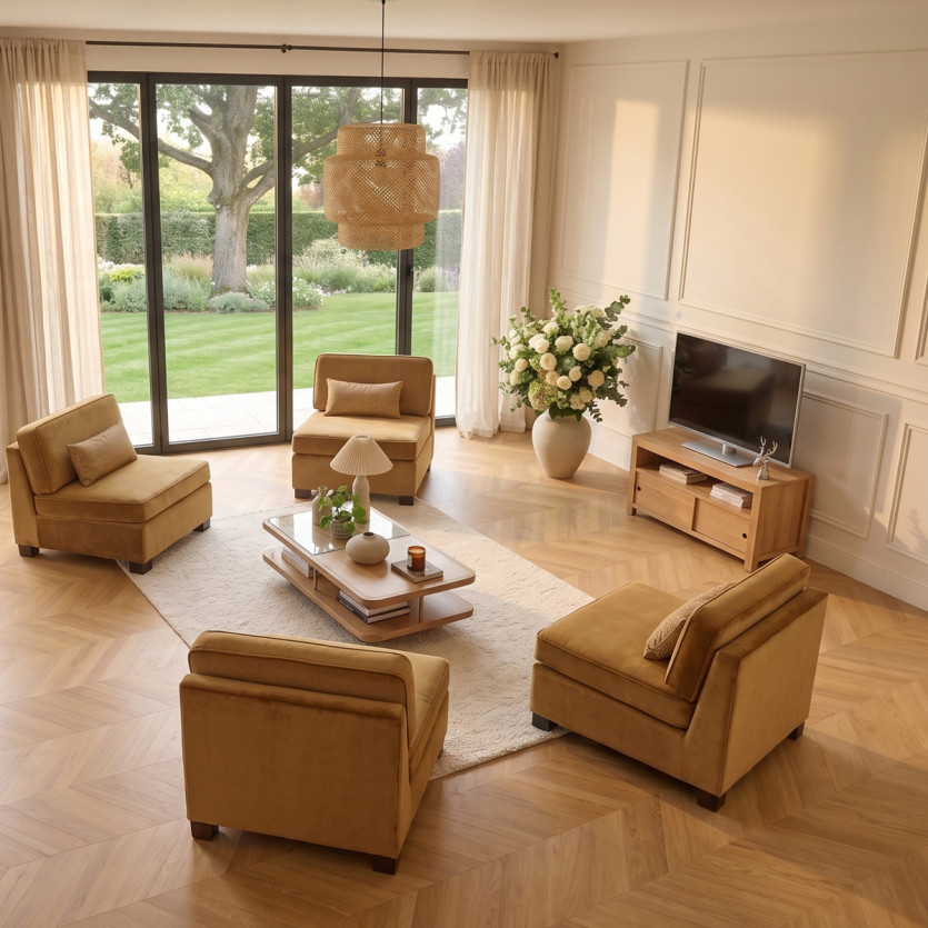 Meuble TV PAOLA - Style contemporain en chêne, 2 portes coulissantes, 100 cm