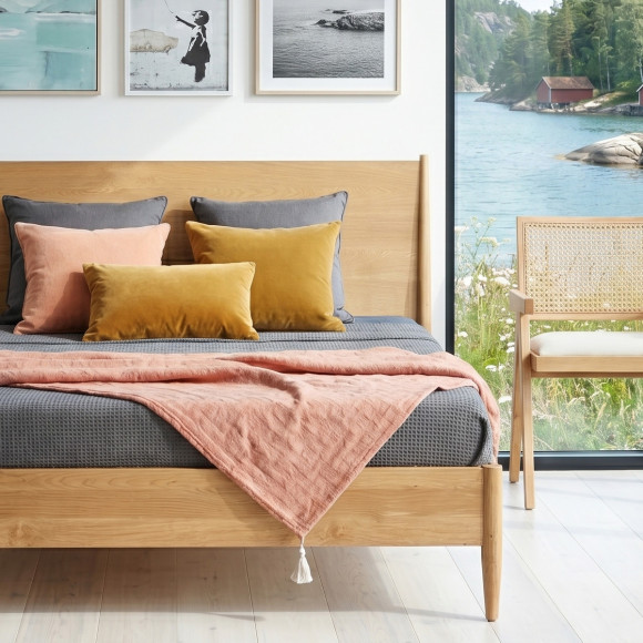 Lit double DALHIA - Style scandinave en bois, 140 x 200