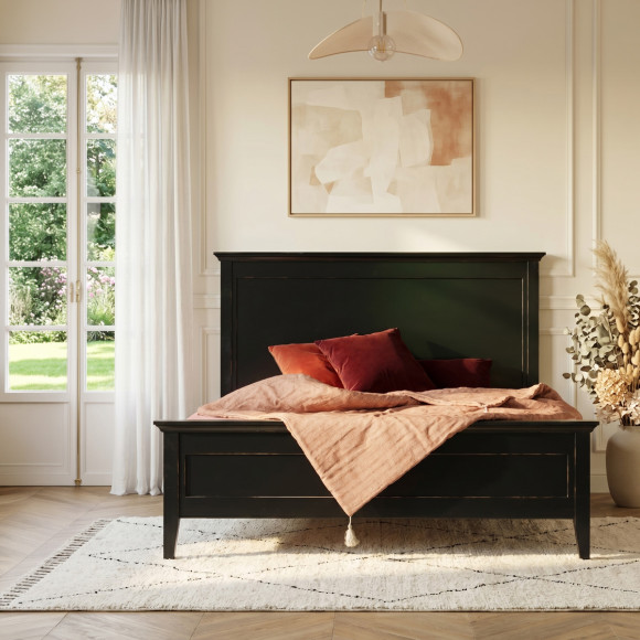 VANESSA - Double bed in lacquered solid pine, 160 x 200