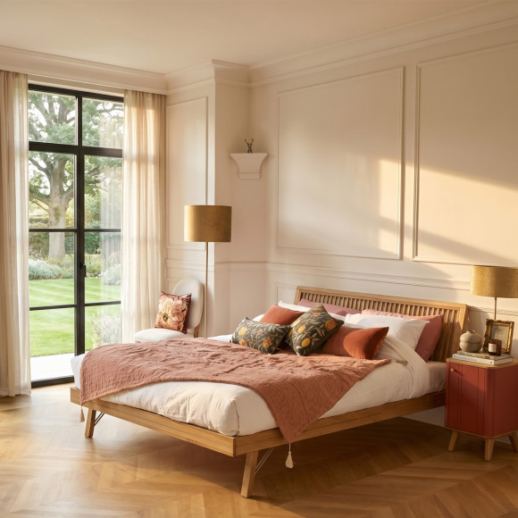 GABRIEL - Double bed, modern style in solid wood 160 x 200