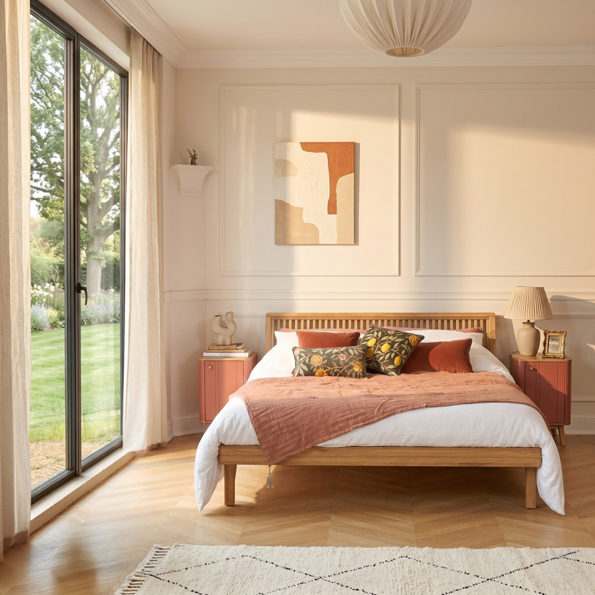 GABRIEL - Double bed, modern style in solid wood 160 x 200