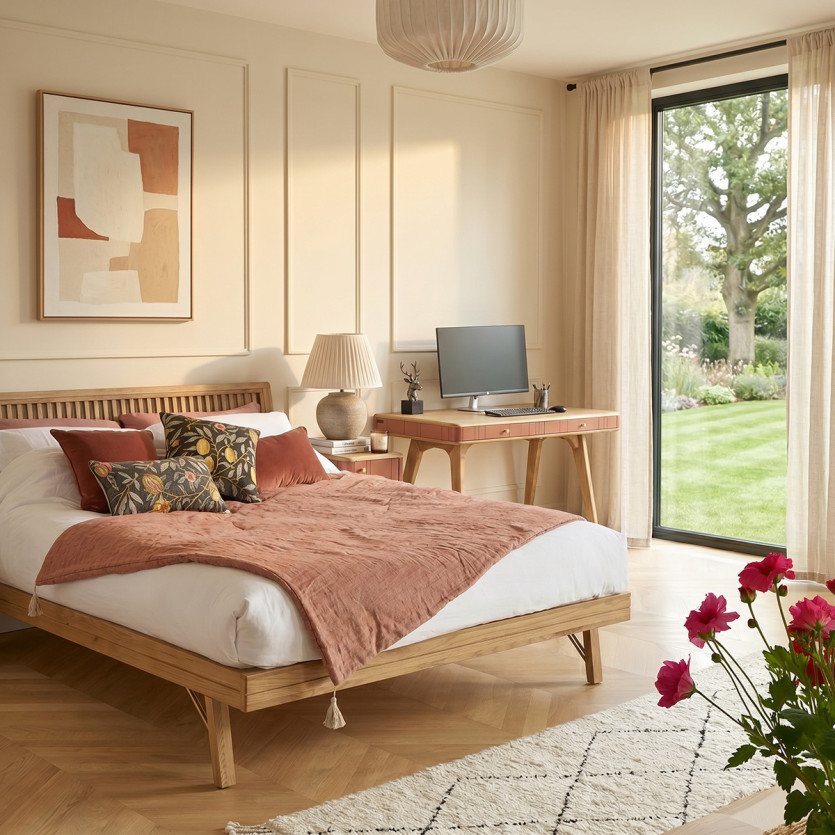 GABRIEL - Double bed, modern style in solid wood 160 x 200