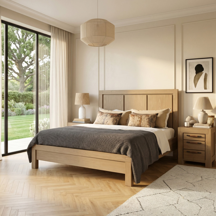 Lit design MEGÈVE – Style moderne en bois massif, 160 x 200, bois certifié FSC®