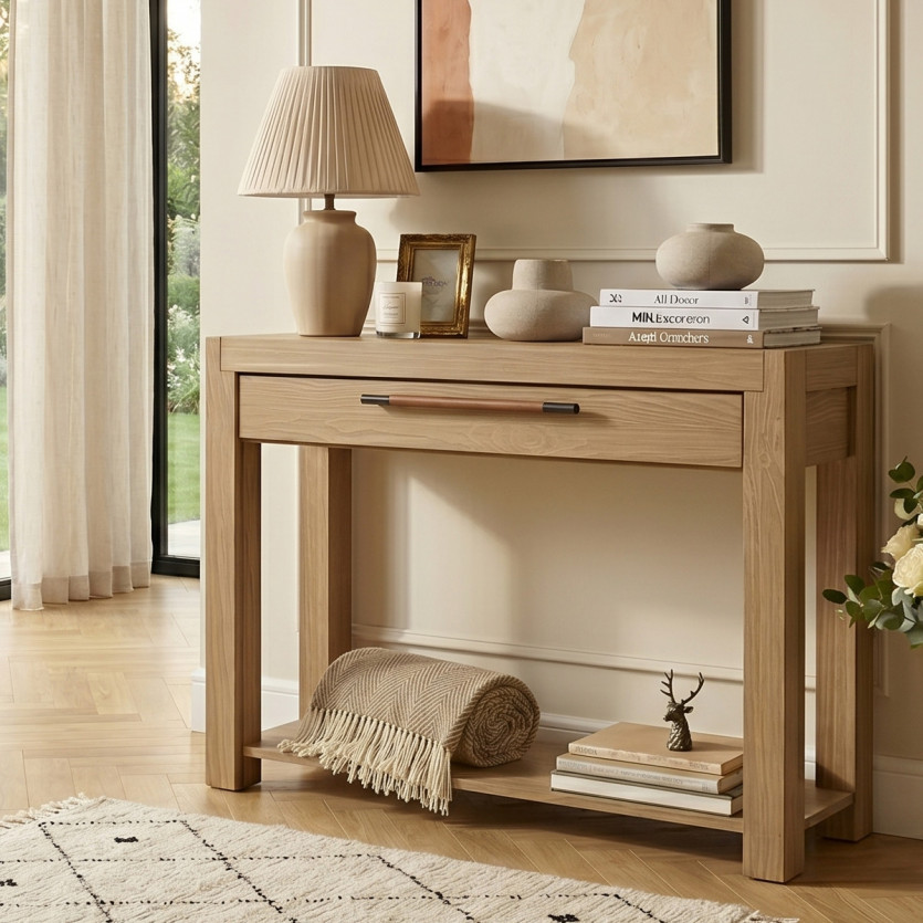 Console MEGÈVE – Style contemporain en bois massif, 1 tiroir, bois certifié FSC®