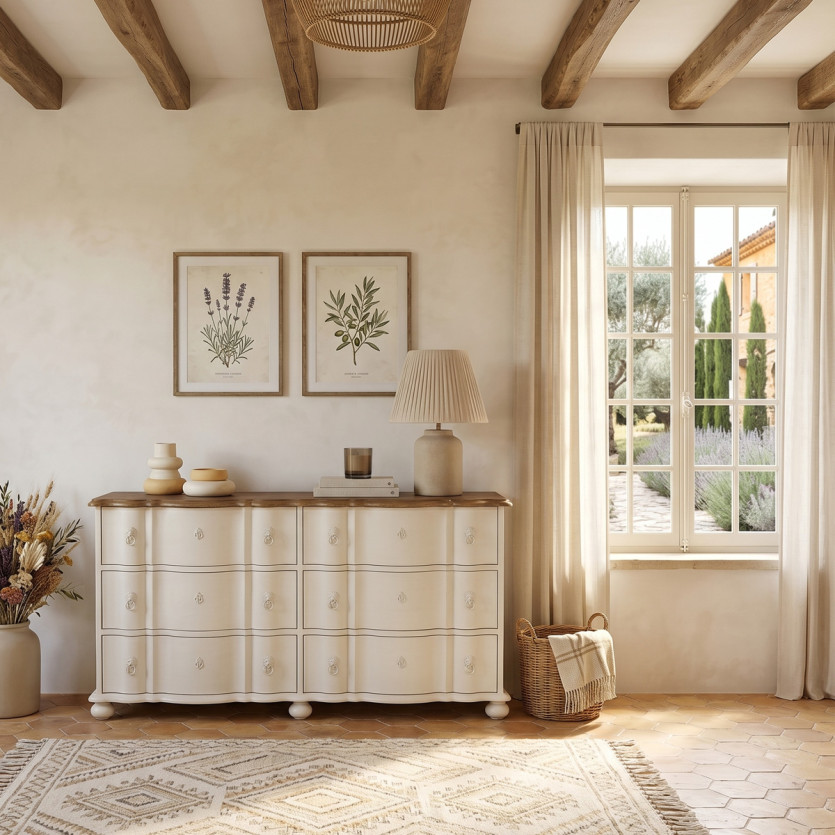 GOODMOON - Commode en bois style shabby chic, 6 tiroirs, bois certifié FSC®