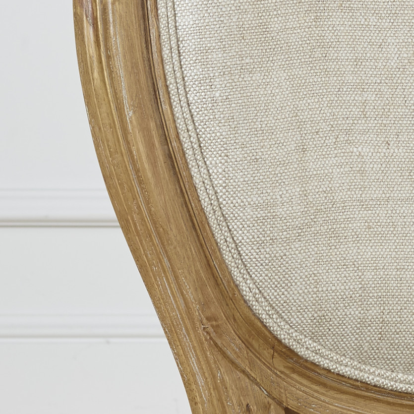 Lot de 2 chaises MEDAILLON - Style shabby chic en bois massif et lin premium