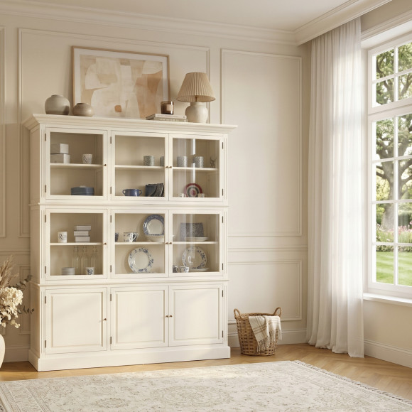 TOULOUSE  - Buffet vitrine modulable en bois, 9 portes
