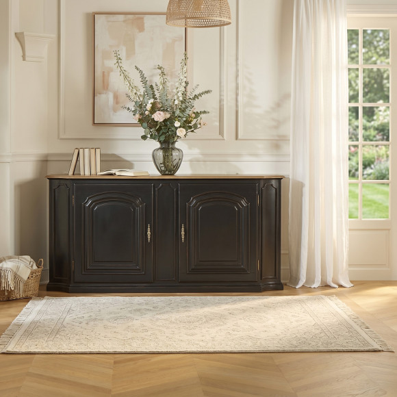 ELISABETH – Buffet stile shabby chic, piano in rovere, 2 ante, 2 ripiani, legno certificato FSC®
