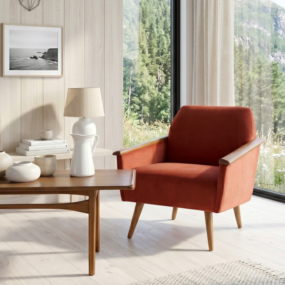 Poltrona SANDER - Stile scandinavo in legno massello, legno certificato FSC®, 1 persona