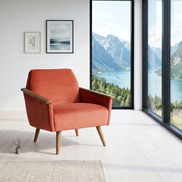 Fauteuil SANDER - Style scandinave en bois massif, bois certifié FSC®, 1 personne