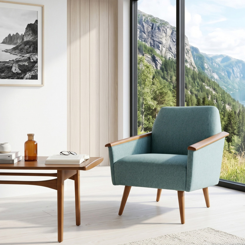 Fauteuil SANDER - Style nordique en bois massif, bois certifié FSC®, 1 place
