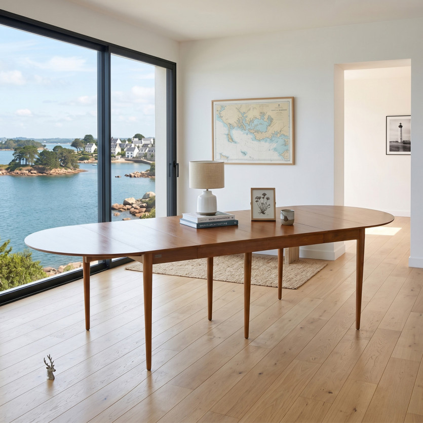 NATHALIE extendable dining table - Nordic style in wood, 6/10 settings