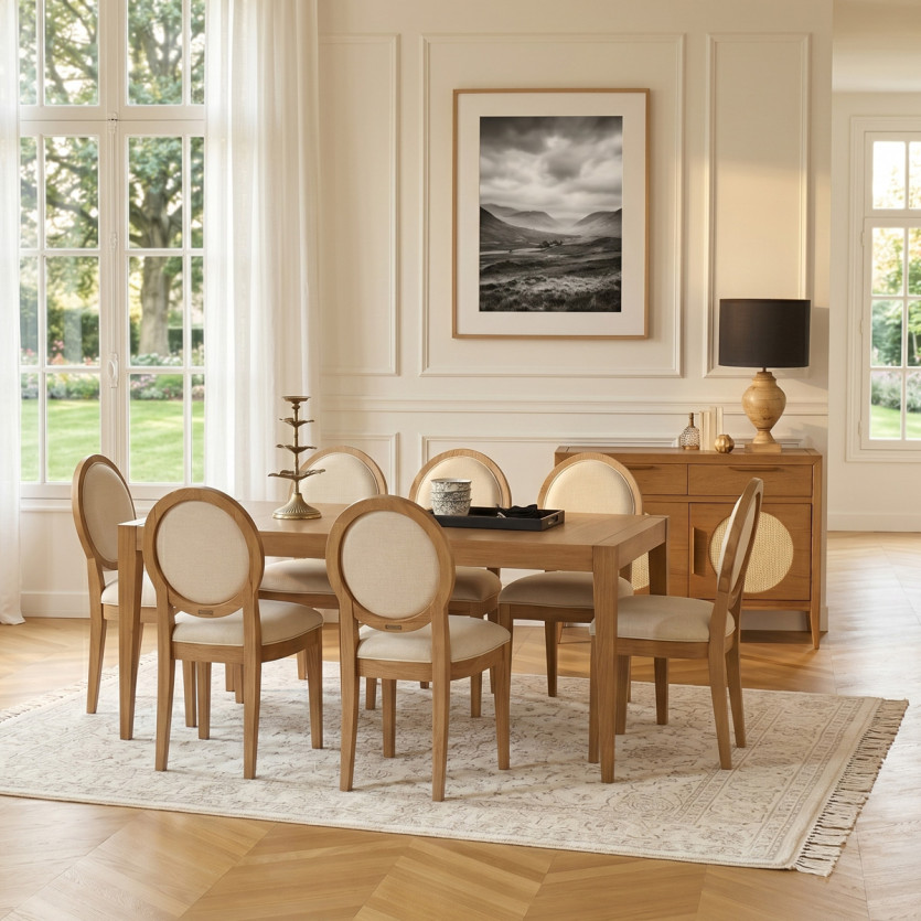 MONTANA M fixed dining table - Modern style in oak, 8 seats, 180 x 90 cm