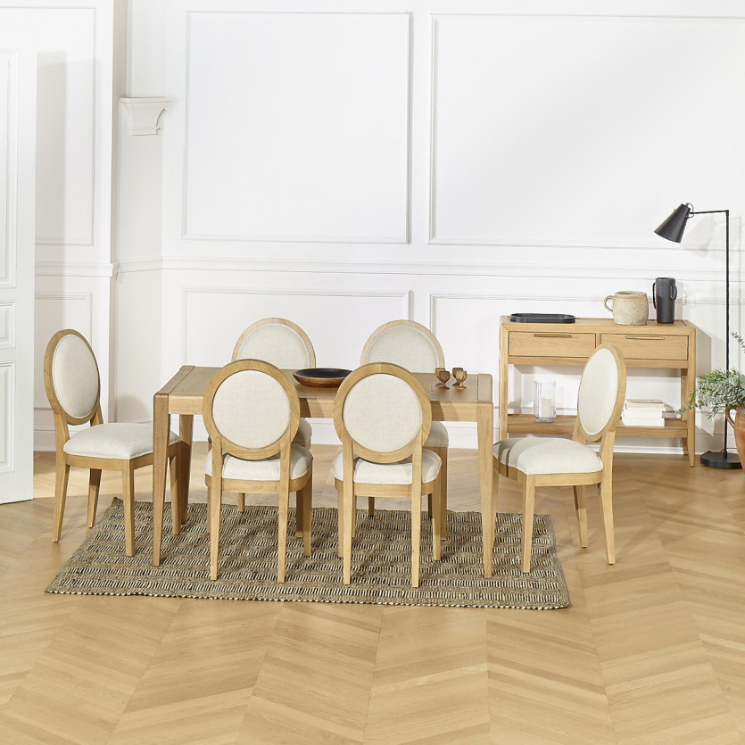 Table à manger fixe TENNESSEE S150 - Style moderne en chêne, 6 couverts, 150 x 78 cm