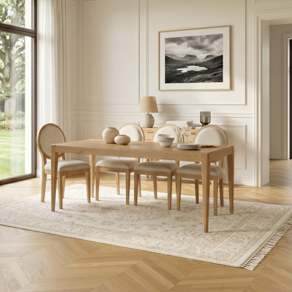 Table à manger fixe TENNESSEE M180 - Style moderne en chêne, 8 convives, 180 x 90 cm