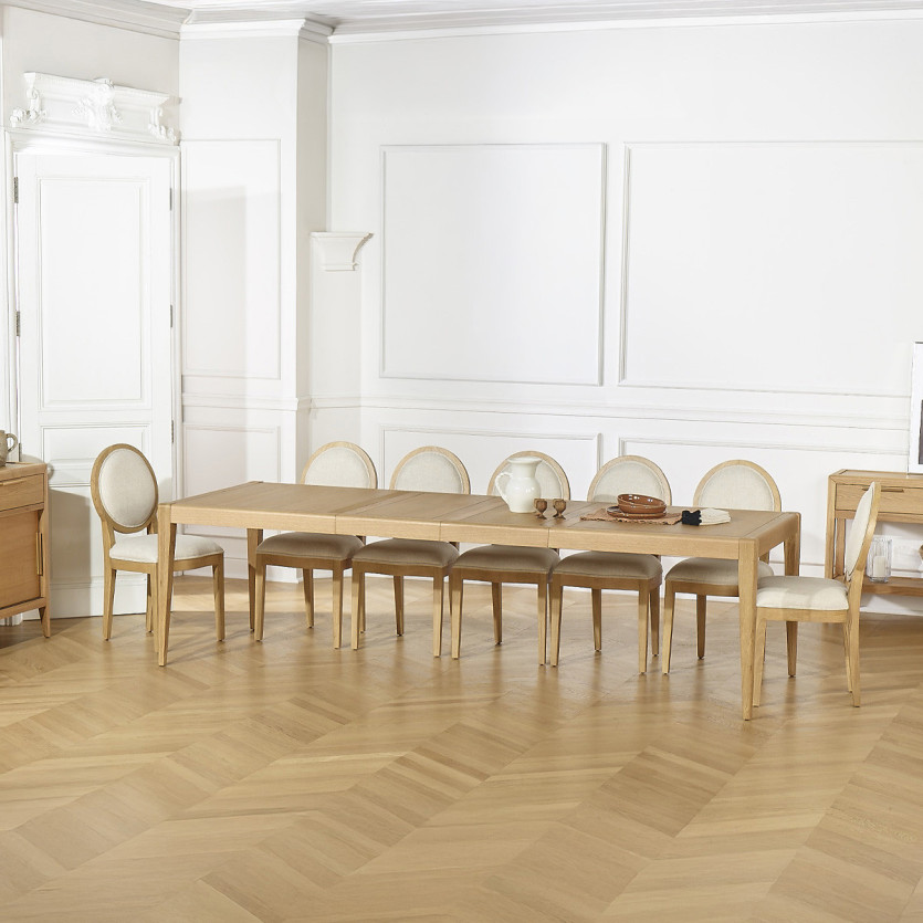 Mesa de jantar extensível TENNESSEE 2R280 - Estilo moderno em carvalho, 12 lugares, 180-280 x 100 cm
