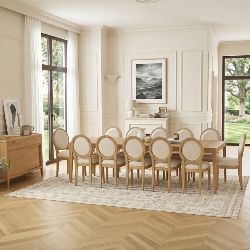 Mesa de jantar extensível TENNESSEE 2R280 - Estilo moderno em carvalho, 12 lugares, 180-280 x 100 cm