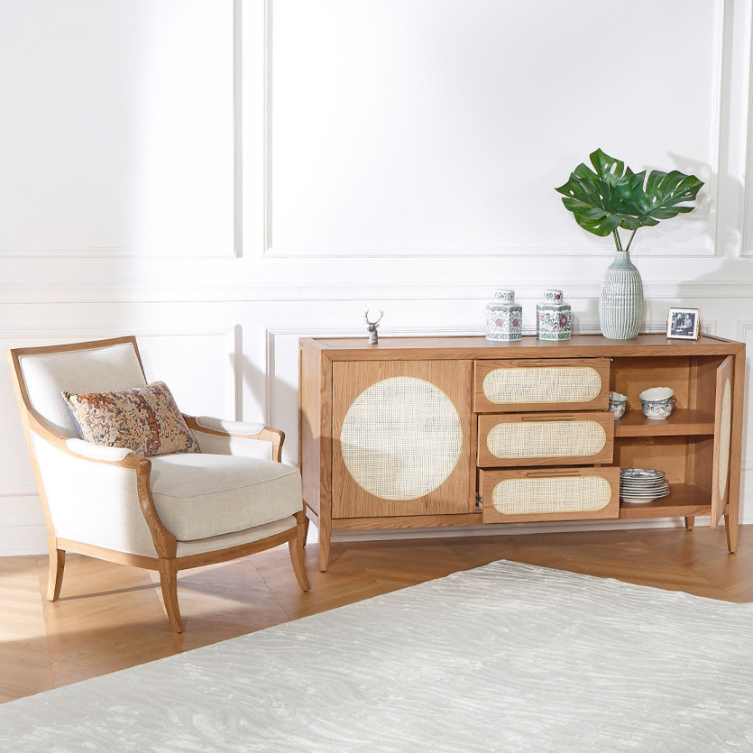 MONTANA - Grand buffet en chêne style contemporain, 2 portes, 3 tiroirs