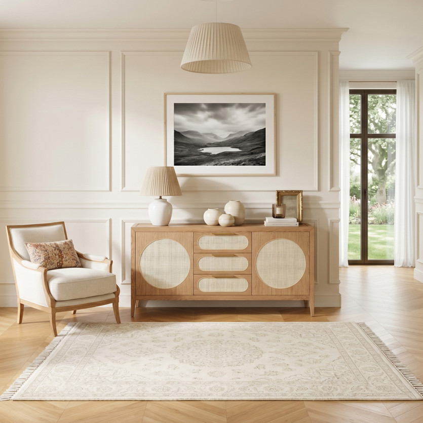 MONTANA - Grote dressoir in eigentijdse stijl van eikenhout, 2 deuren, 3 lades