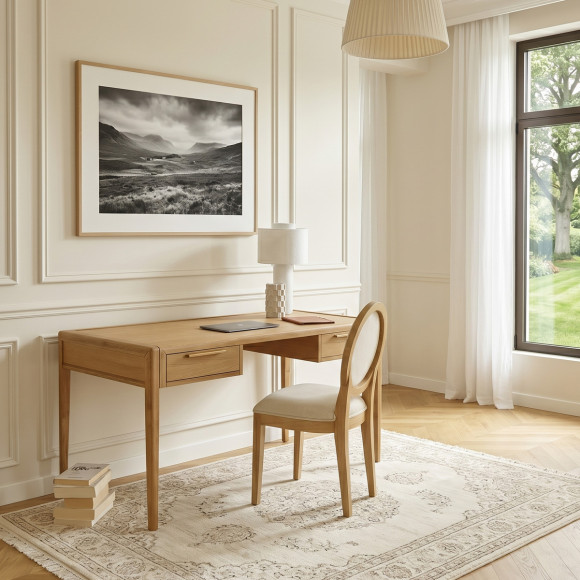 Scrivania TENNESSE - Stile contemporaneo in rovere chiaro, 2 cassetti