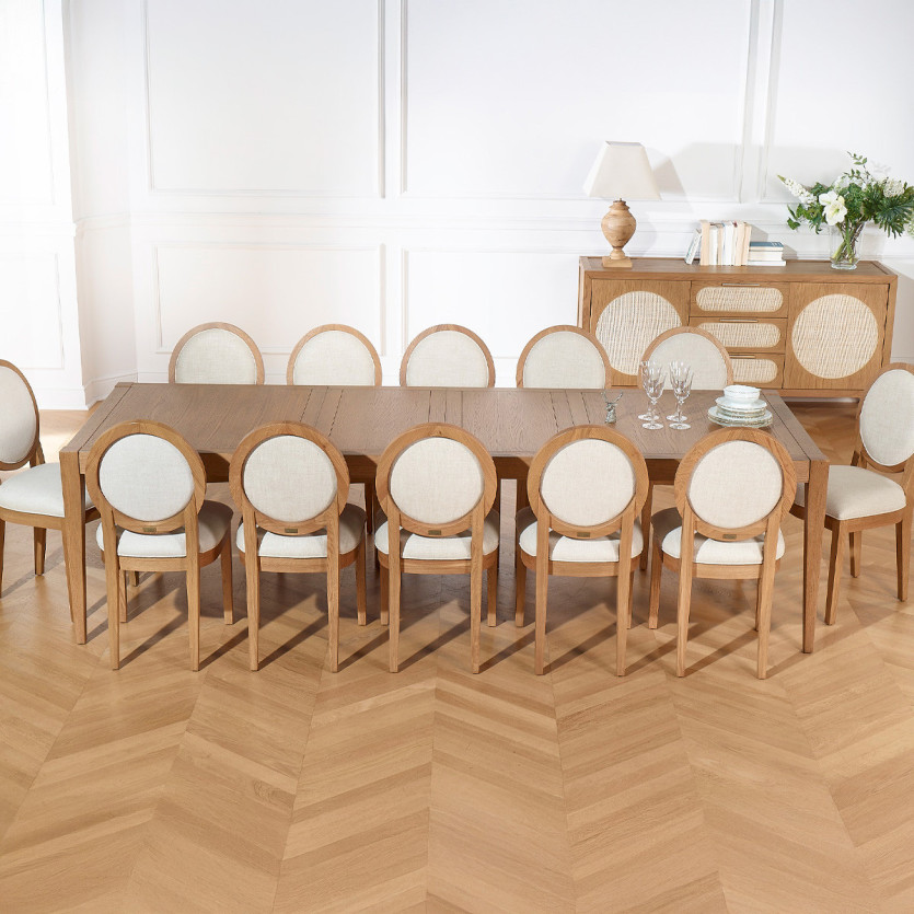 Table à manger extensible MONTANA 2R280 - Style moderne en chêne, 12 couverts, 180-280 x 100 cm