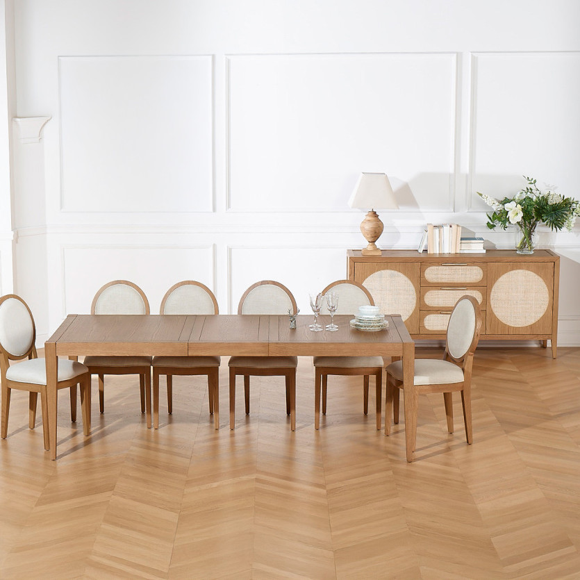 Table à manger extensible MONTANA 2R280 - Style moderne en chêne, 12 couverts, 180-280 x 100 cm