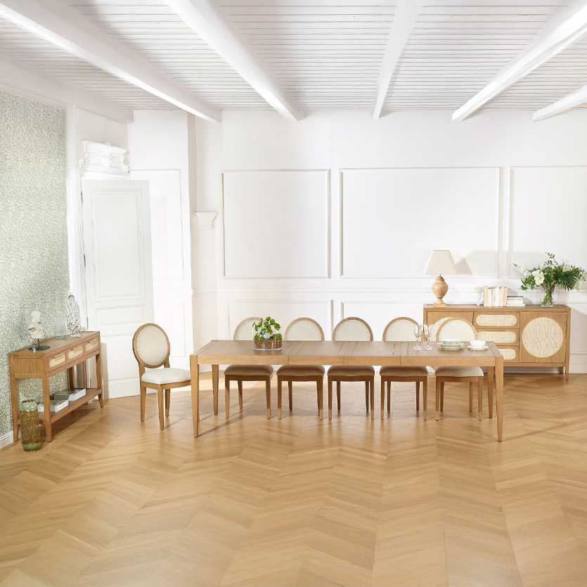 Table à manger extensible MONTANA 2R280 - Style moderne en chêne, 12 couverts, 180-280 x 100 cm