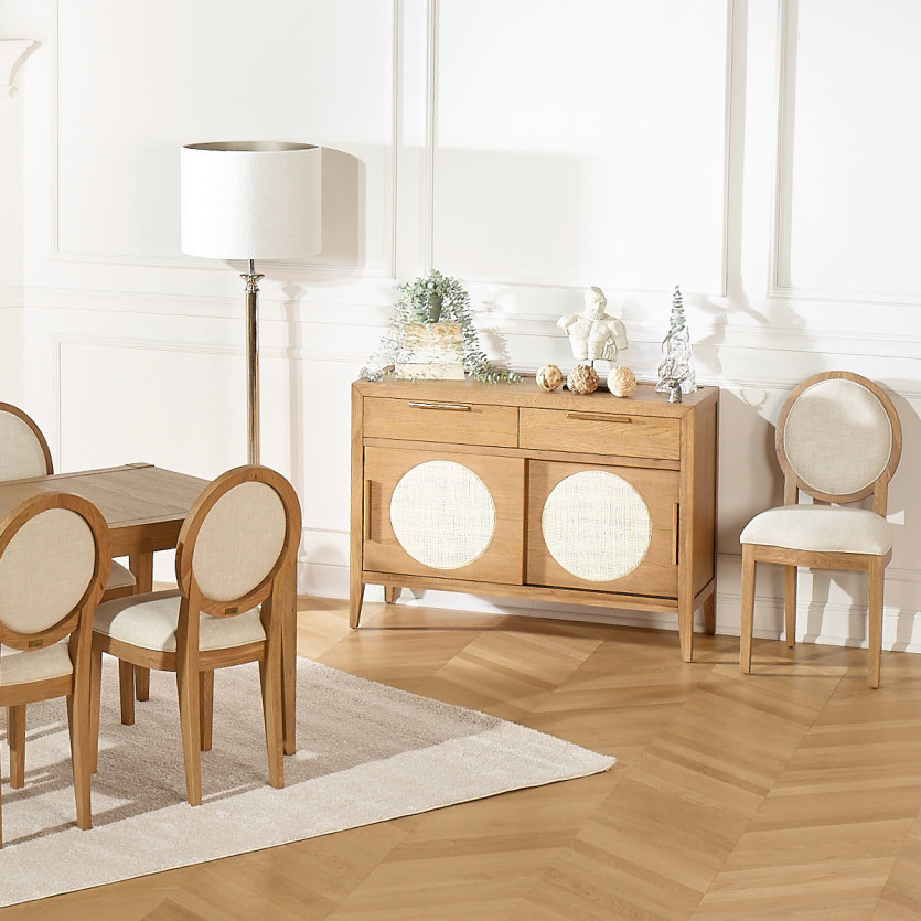 Small MONTANA sideboard - Contemporary style in oak, 2 doors, 2 drawers