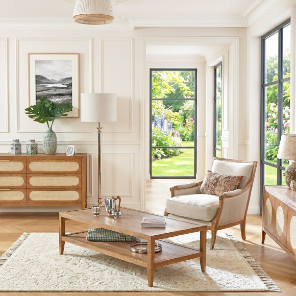 MONTANA - Table basse style contemporain en chêne, double plateau