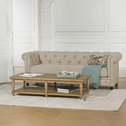 Longue table basse EDINBURGH - Style shabby chic, 1 étagère basse