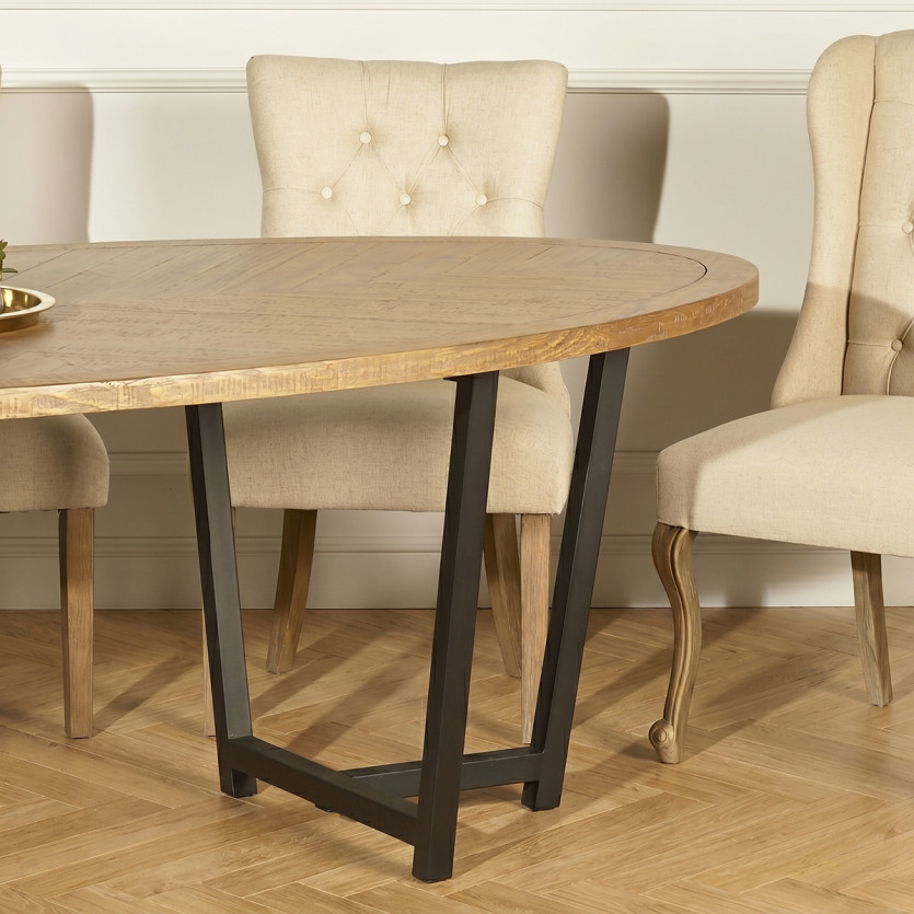 Table de repas ovale JACKSON - Style moderne en bois et métal, 8 à 10 couverts