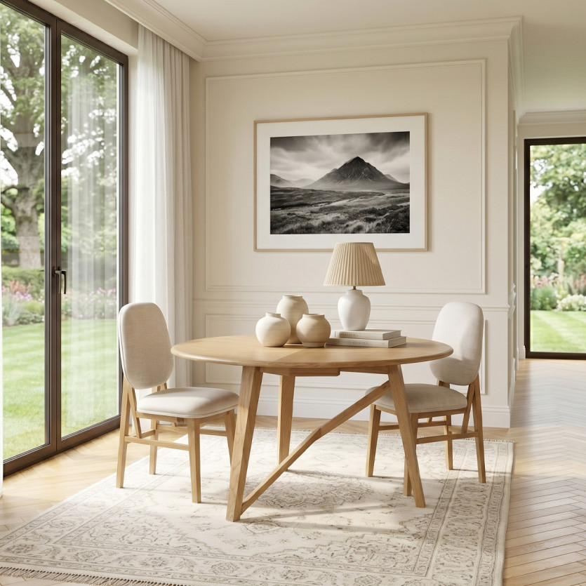 Table à manger ronde RACHEL -  Style contemporain, chêne, 6 couverts