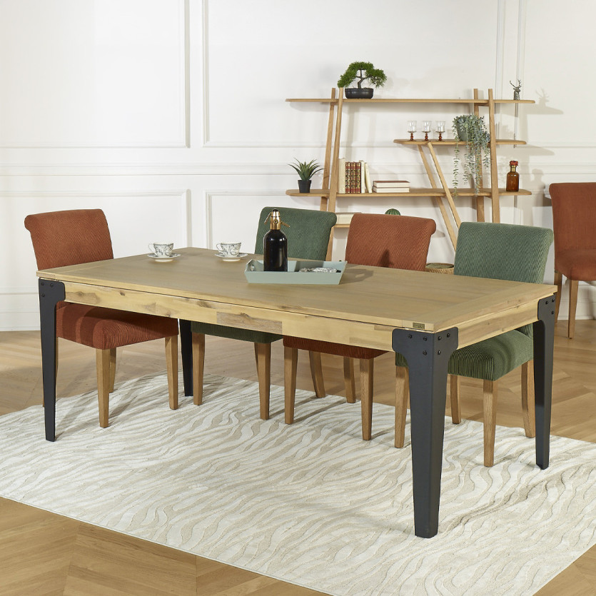 BALTIMORE extendable dining table - Modern style, wood and metal, 8/10 seats