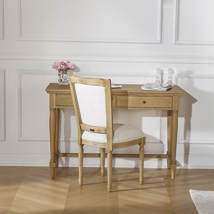 EDINBURGH Desk - Shabby chic style in oak, 2 drawers