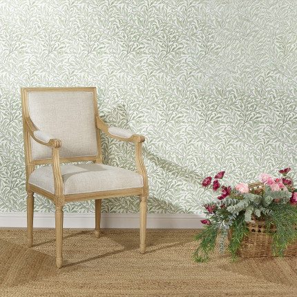 Fauteuil de table ASTRID - Style classique en bois massif et lin premium, 1 place