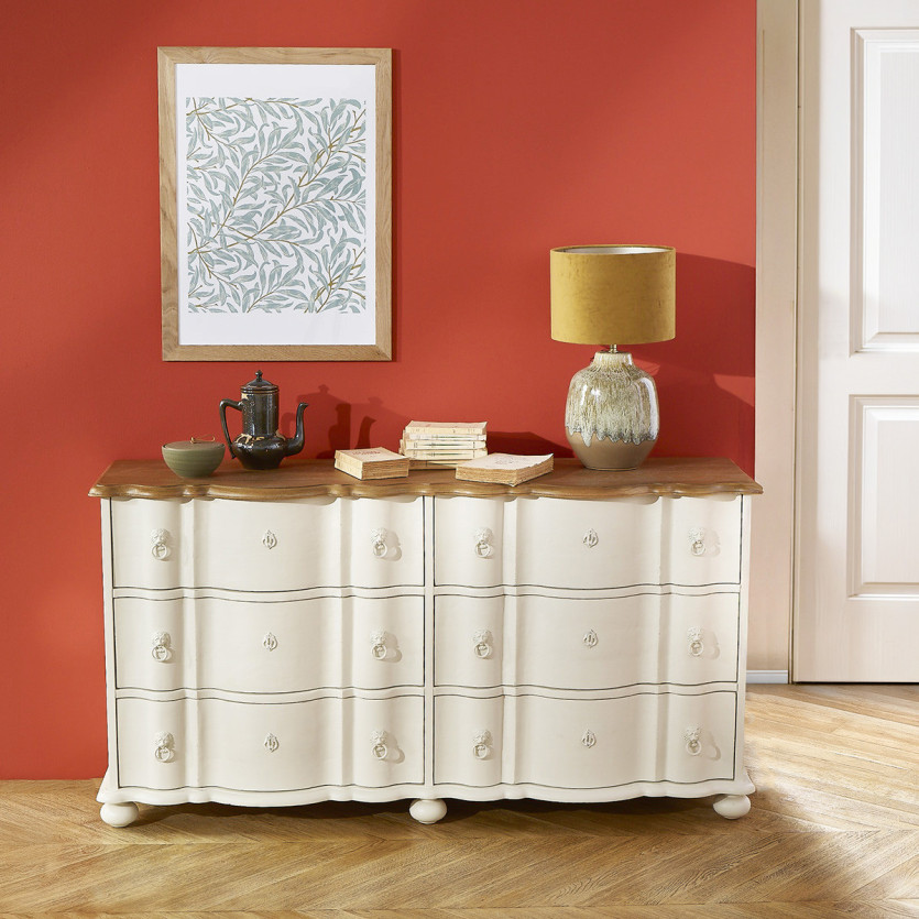 GOODMOON - Commode double , plateau chêne, 6 tiroirs