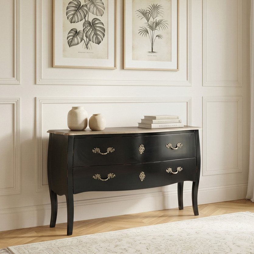 ALIENOR - Klassieke stijl commode, eiken blad, 2 lades, FSC® gecertificeerd hout