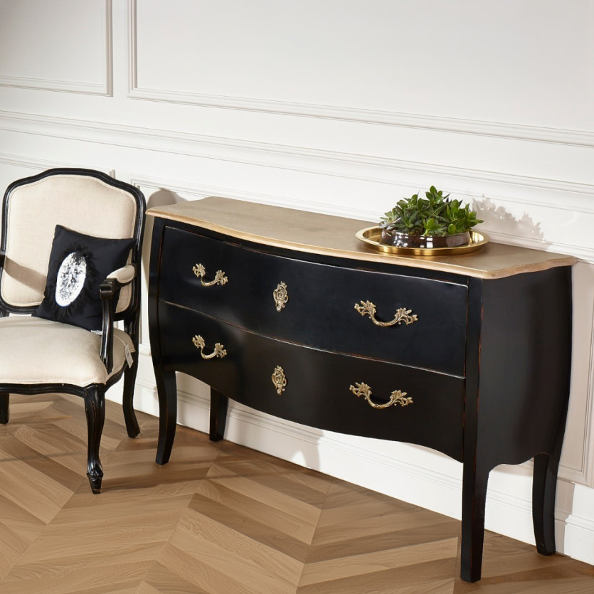 ALIENOR - Klassieke stijl commode, eiken blad, 2 lades, FSC® gecertificeerd hout