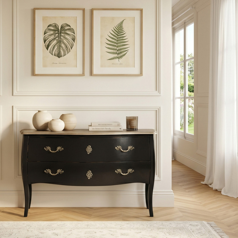 ALIENOR - Klassieke stijl commode, eiken blad, 2 lades, FSC® gecertificeerd hout