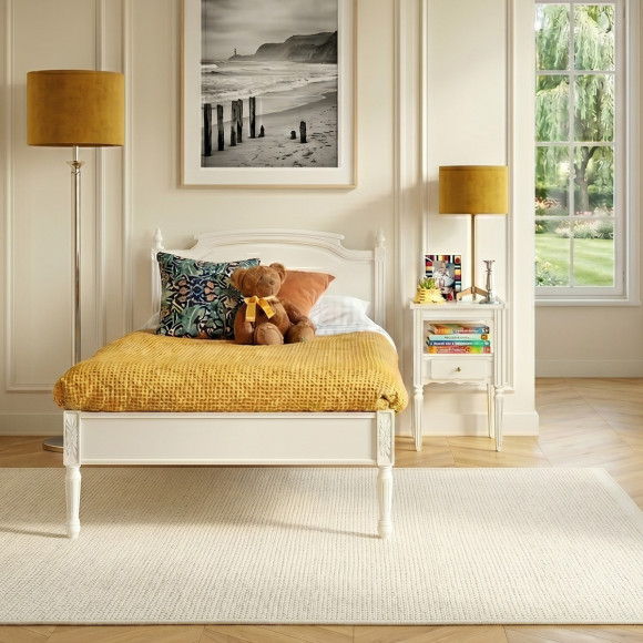 Lit simple HANNAH -  Style shabby chic en bois peint, 1 place, 90 x 190