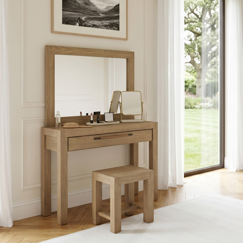 MEGÈVE – Coiffeuse style contemporain en bois, 1 tiroir, bois certifié FSC®