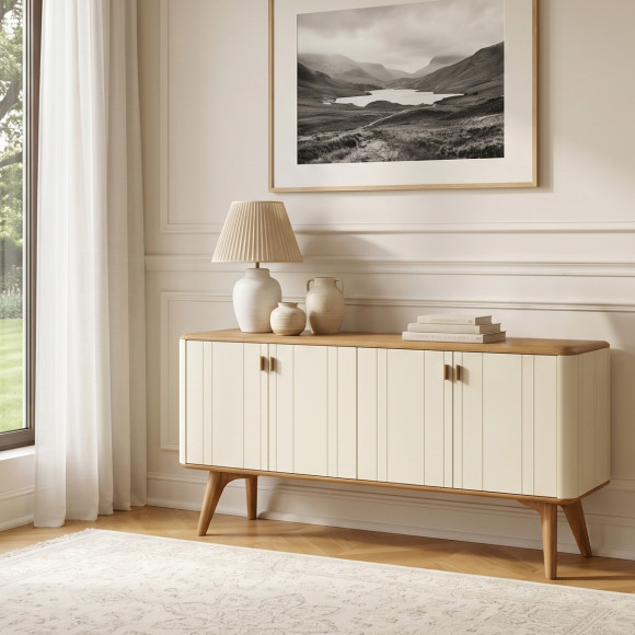 KYOTO - Zeitgenössischer Buffetstil, Eichenplatte, 4 Türen, FSC®-zertifiziertes Holz