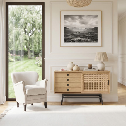 Fauteuil club clouté MAX - Style moderne, en tissu anti-feu et bois massif, 1 place