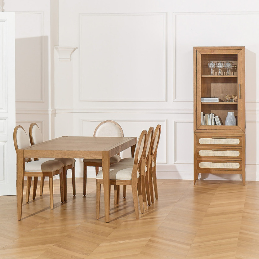 Vaisselier MONTANA - Style contemporain en chêne, 1 porte, 3 tiroirs