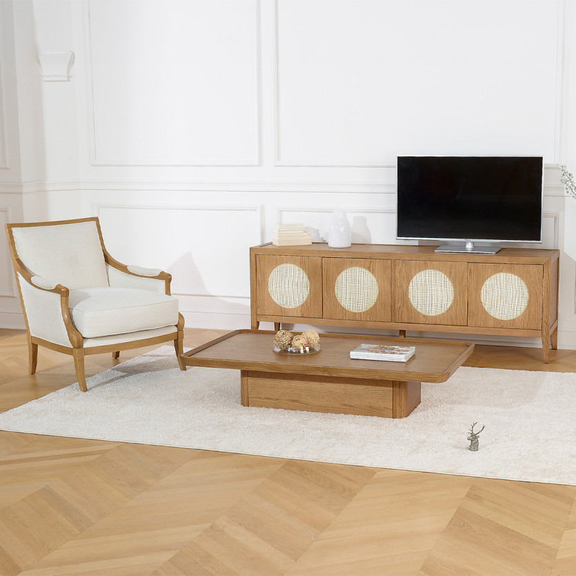 Couchtisch SHERYL - Zeitgenössischer Stil, Tischplatte aus Eiche